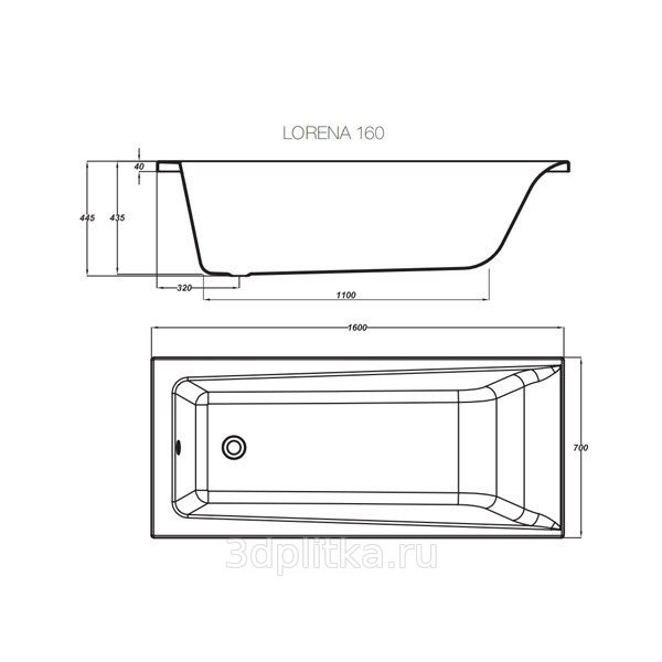 Ванна акриловая Cersanit Lorena 160х70 ультра белый (WP-LORENA*160-W)