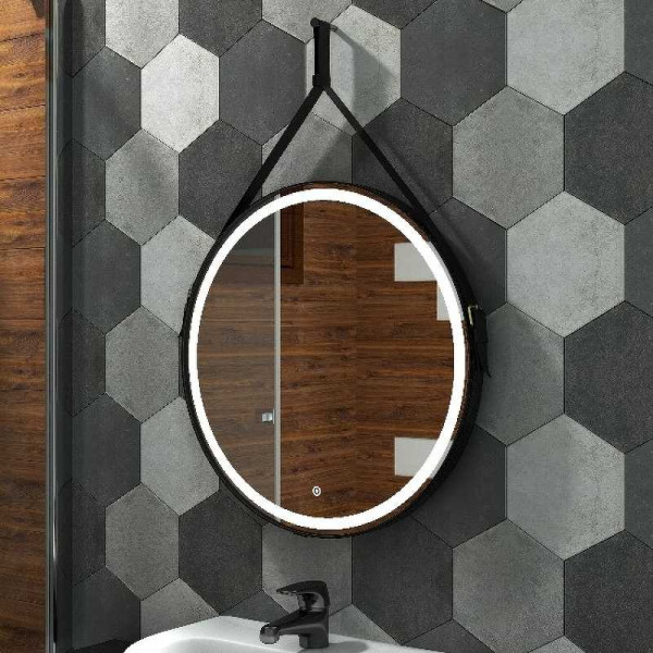 Зеркало Континент Millenium Black Led D 650 на ремне из натуральной кожи черного цвета (ЗЛП969) Зеркало Континент Millenium Black Led D 650 на ремне из натуральной кожи черного цвета (ЗЛП969)