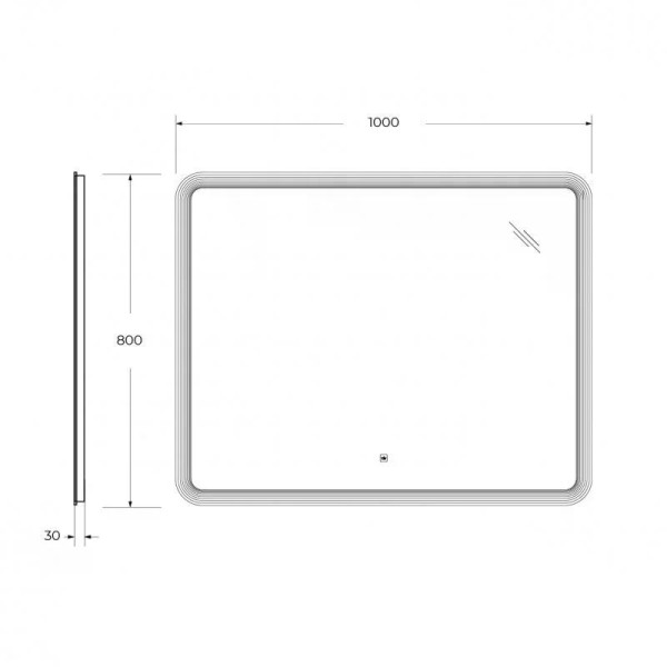 Зеркало Cezares 1000x800x30 с лазерной гравировкой контурной подсветкой и сенсорным выключателем 12V 220-240V (CZR-SPC-DUET-1000-800-LED-TCH)