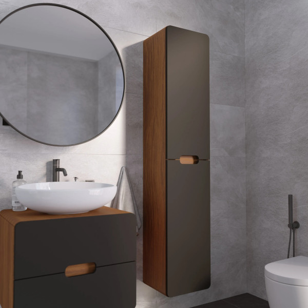 Пенал подвесной 1Marka Vortex  350x300x170 (орех ноче тортона)/монолит найт) (Ц0000033027)