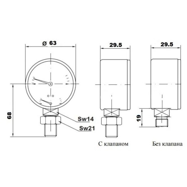 Термоманометр TIM 1/2" 0-120, Ду 63, 6 бар, радиальный (Y-63-6)