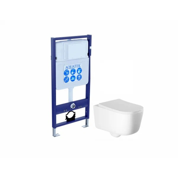 Инсталляция с унитазом Aquatek Лугано рама Standard INS-0000012(без клавиши и крепежа)+унитаз Лугано AQ2002-00 с тонким сиденьем soft-close