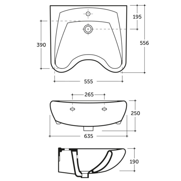 Раковина подвесная хирургическая Керамин 55 55x55x25 с креплением белая (CS00077222)
