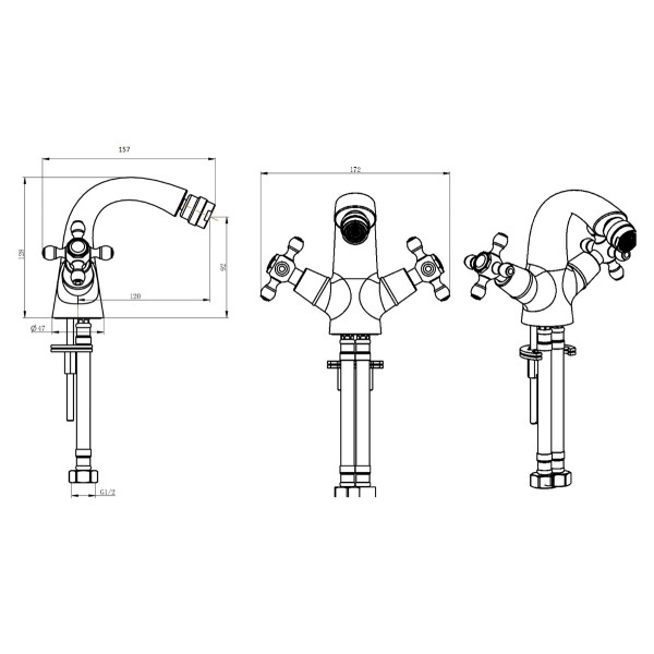 Смеситель для биде Boheme Royal Cristal золотой (296-Royal/CRST black) Смеситель для биде Boheme Royal Cristal золотой (296-Royal/CRST black)