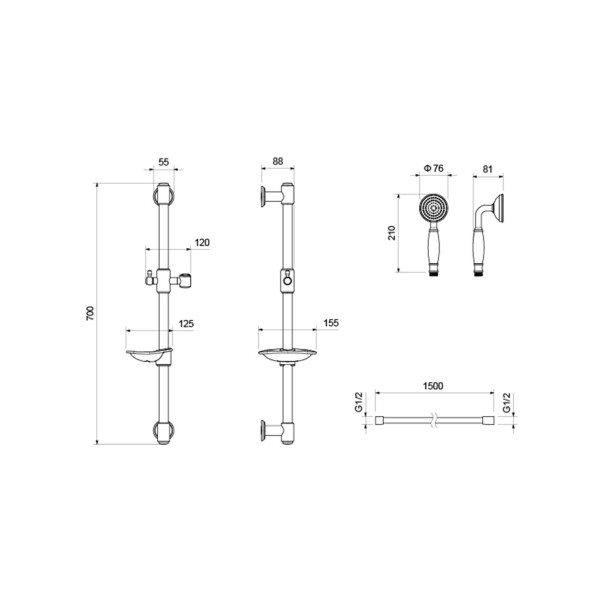 Душевой гарнитур Aquatek Классик золотой (AQ2020PG) Душевой гарнитур Aquatek Классик золотой (AQ2020PG)