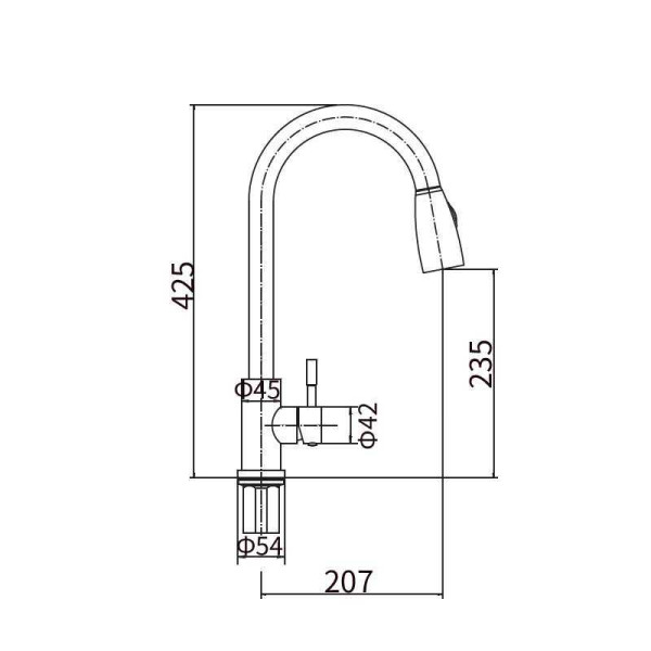 Смеситель для кухни Fashun с выдвижным изливом сатин (A56109)