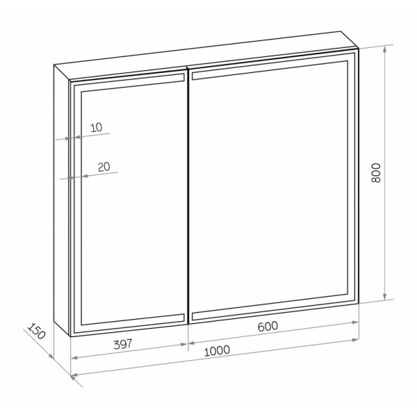 Шкаф зеркальный Континент Mirror Box black Led 1000х800 (МВК051)