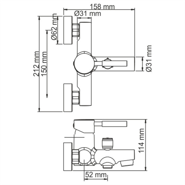 Смеситель для ванны и душа WasserKRAFT Main с коротким изливом (4101)