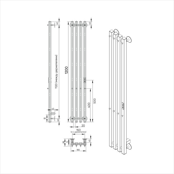 Полотенцесушитель электрический Indigo Style 4 PRO 1200x180 таймер, унив.подкл.RxL, Полиров (LSPRE120-18Rt) Полотенцесушитель электрический Indigo Style 4 PRO 1200x180 таймер, унив.подкл.RxL, Полиров (LSPRE120-18Rt)