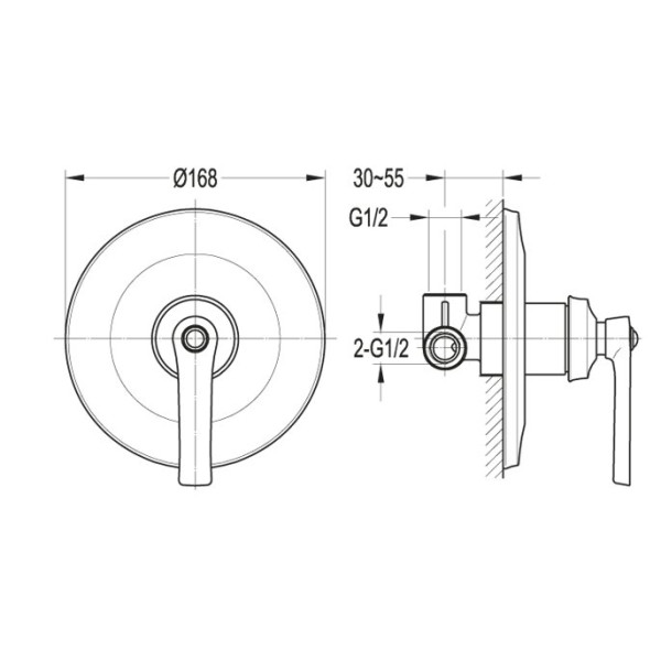 Смеситель для душа Cezares Liberty хром (LIBERTY-F-DIM-01)