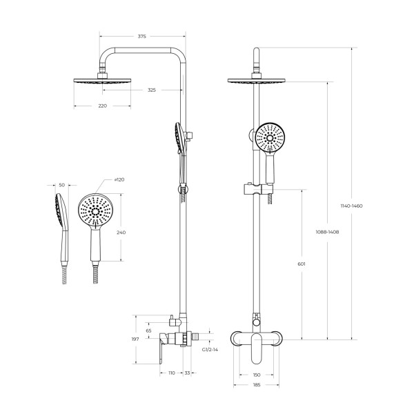 Душевая система Cezares Stylus брашированное золото (STYLUS-CD-BORO)