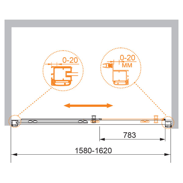 Душевая дверь Cezares Anima 160x195 стекло прозрачное, профиль хром (ANIMA-W-BF-1-160-C-Cr)