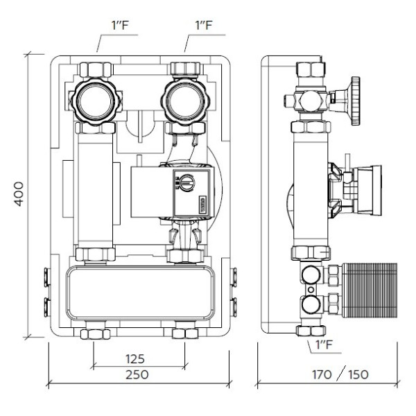 Насосная группа с теплообменником на 20 пластин Elsen DN 25 Smartbox 3.5 (без насоса) (EFG25.20)