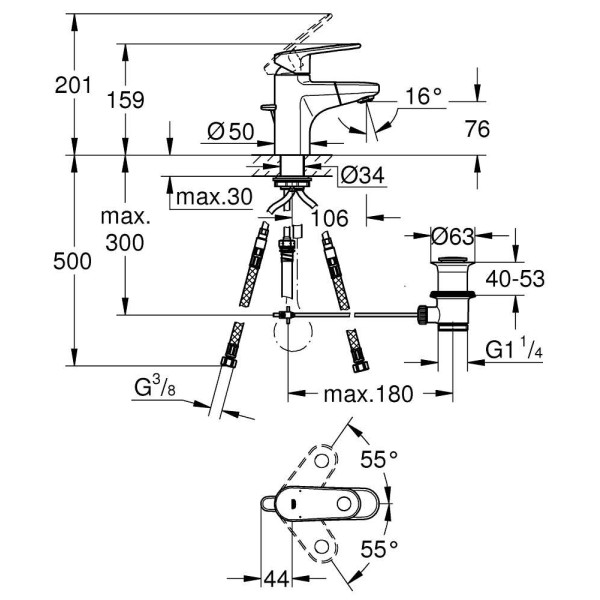 Смеситель для раковины Grohe Europlus New (33155002)