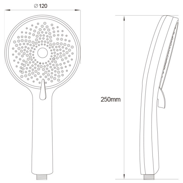 Лейка для душа Melodia Luxe 3 d120 мм чёрная, 3 функции (MKP26313BL_bk)