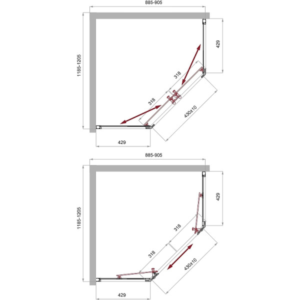 Душевой уголок BelBagno Uno-195 120x90x195 стекло прозрачное, профиль хром (UNO-195-PH-2-120/90-C-Cr)