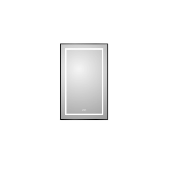 Зеркало BelBagno 500x32x800 в алюминиевой раме со встроенным светильником сенсорным выключателем и подогревом (SPC-KRAFT-500-800-LED-TCH-WARM-NERO)