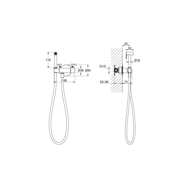 Смеситель с гигиеническим душем Aquatek Оберон термост встроенный (гигиеническая лейка, шланг) шлифованное золото (AQ1027BG)