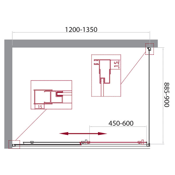 Душевой уголок BelBagno Unique 120x90x190 стекло прозрачное, профиль хром (UNIQUE-AH-1-120/135-90-C-Cr)
