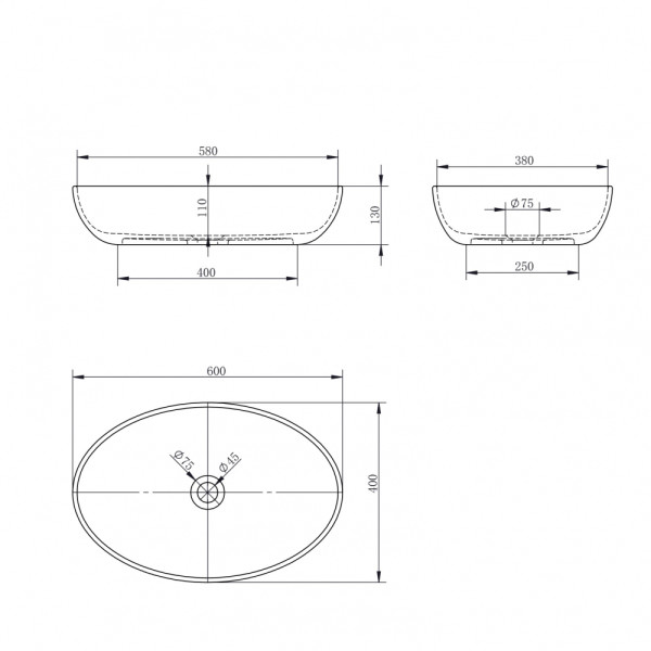 Раковина накладная Abber Stein 600x400 белый матовый (AS2619) Раковина накладная Abber Stein 600x400 белый матовый (AS2619)