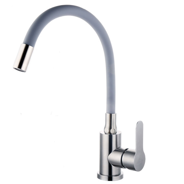 Смеситель для кухни Fashun с гибким изливом сатин/серый (A54101-12) Смеситель для кухни Fashun с гибким изливом сатин/серый (A54101-12)