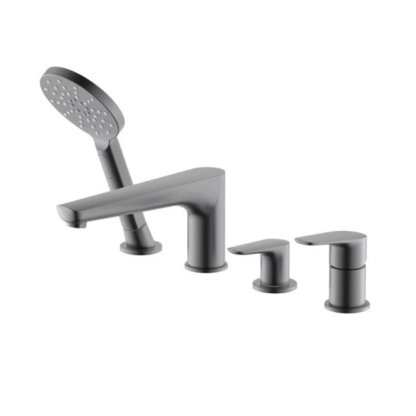 Смеситель на борт ванны Aquatek Бетта на 4 отв. шлифованный черный хром (AQ1148BGM)