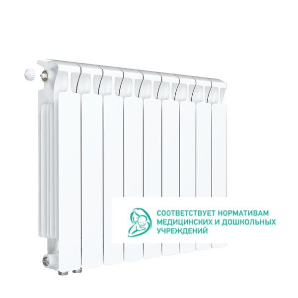 Радиатор биметаллический Rifar Monolit Ventil L 500 (9 секций, НП лев подкл. 50 мм.) (RM50009VL) Радиатор биметаллический Rifar Monolit Ventil L 500 (9 секций, НП лев подкл. 50 мм.) (RM50009VL)
