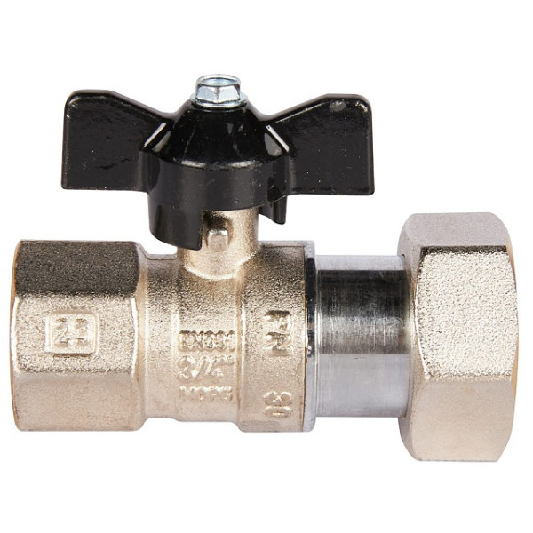 Кран 3/4"*1" ВВ шаровой с накидной гайкой Stout (черная бабочка) (SVB-0009-002025) Кран 3/4"*1" ВВ шаровой с накидной гайкой Stout (черная бабочка) (SVB-0009-002025)