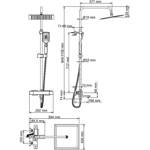 Душевая система WasserKRAFT Thermo (A29901) Душевая система WasserKRAFT Thermo (A29901)