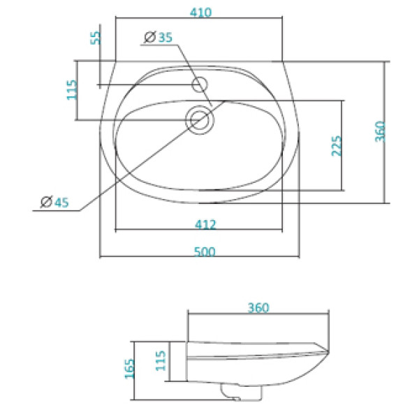 Раковина подвесная Santek Бриз-50 360х500х165 (1WH110451)