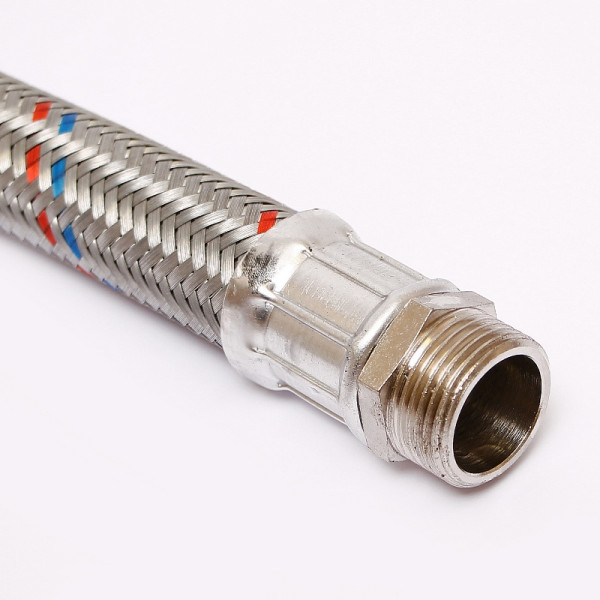 Подводка гибкая антивибрационная Uni-Fitt 600 мм 1" НВ угловая DN 25 оплётка из оцинкованной стали (505S4406)