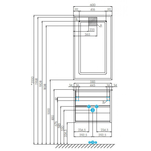 Тумба подвесная Aquaton Римини 585x445x500 белый (1.A226.6.01R.N01.0)