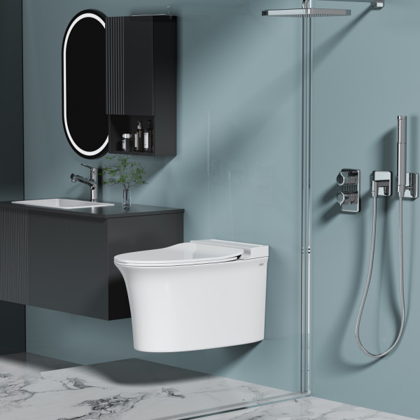 Унитаз подвсеной Abber Bequem с импульсным смывом белый (AC1124P) Унитаз подвсеной Abber Bequem с импульсным смывом белый (AC1124P)