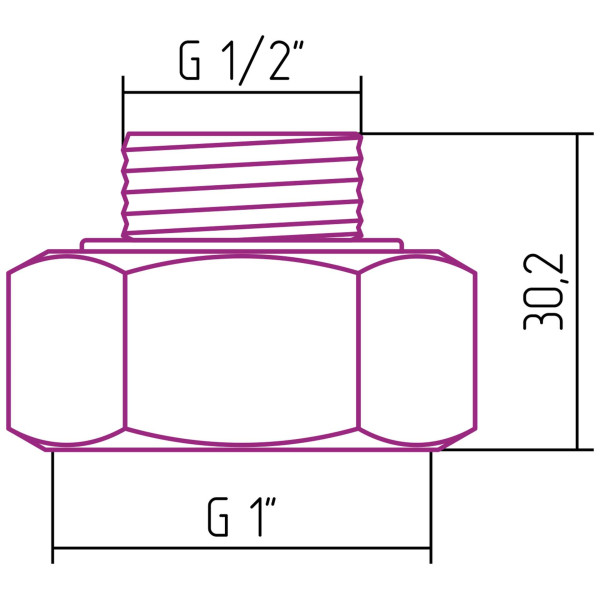 Комплект фитингов Сунержа стилье прямой 1"x1/2"Н / 2 шт (02100-1012)