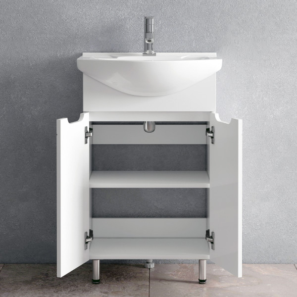 Тумба напольная Melodia Омега 60 (Элеганс 60) 2 двери белая (MFR80003WT)