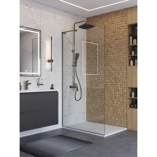 Душевое ограждение BelBagno Uno 100x200 стекло прозрачное, профиль оружейная сталь матовая (UNO-L-1-TB-100-C-GM) Душевое ограждение BelBagno Uno 100x200 стекло прозрачное, профиль оружейная сталь матовая (UNO-L-1-TB-100-C-GM)
