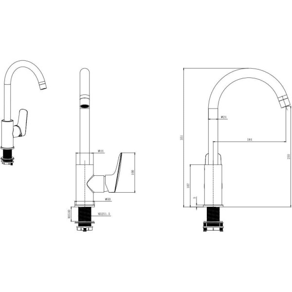 Смеситель для кухни Aquatek Вега хром (AQ1082CR)