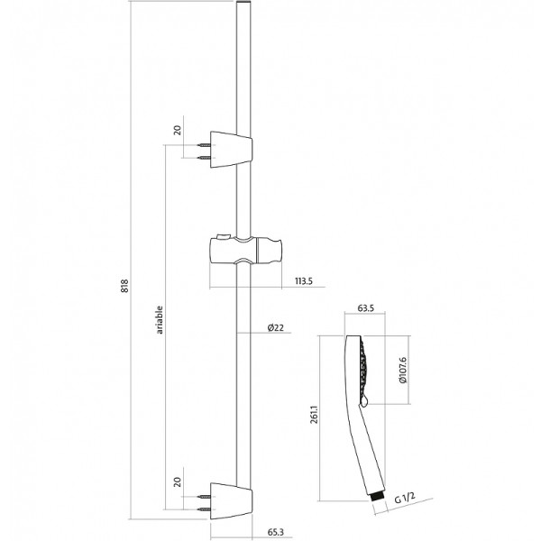 Душевой гарнитур Cersanit Neno хром (63068)