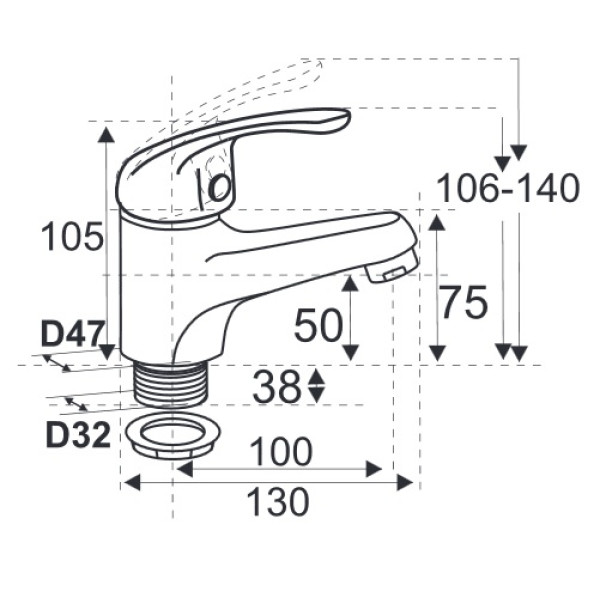 Смеситель для раковины ЦС-СМ хром (ПП800604)