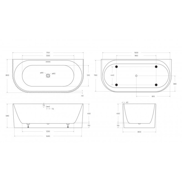 Ванна акриловая BelBagno 170x80 белая (BB713-1700-800) Ванна акриловая BelBagno 170x80 белая (BB713-1700-800)