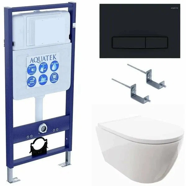 Комплект инсталляция с унитазом Aquatek Поларисс сиденьем Standard INS-0000012+унитаз Поларис AQ0700-00 с сиденьем soft-close+ крепеж KKI-0000002 +кла