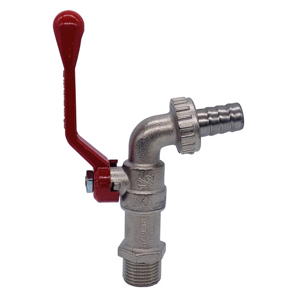 Кран шаровый сливной со штуцером Tiemme Eolo 1/2" (красная алюминиевая ручка) (2500001) Кран шаровый сливной со штуцером Tiemme Eolo 1/2" (красная алюминиевая ручка) (2500001)