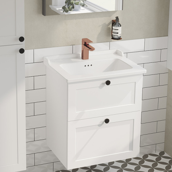 ТУмба подвесная Vitra Root Classic 60 см с классической раковиной, 2 ящика, матовый белый (68848) ТУмба подвесная Vitra Root Classic 60 см с классической раковиной, 2 ящика, матовый белый (68848)