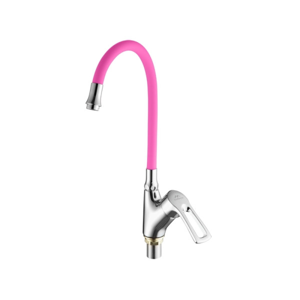 Смеситель для кухни Fashun с гибким изливом розовый/хром (A4466+A7255)