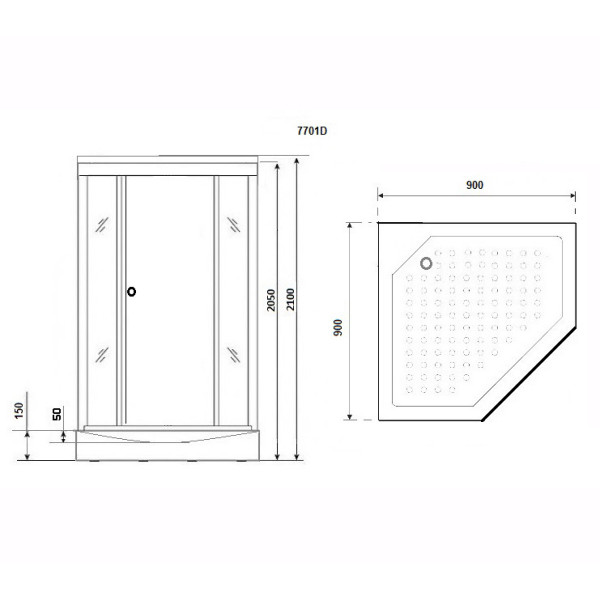 Душевая кабина Luxe 90x90 стекло прозрачное, профиль хром матовый (NG-7701DW)