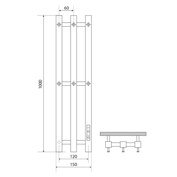 Полотенцесушитель электрический Melodia Etude Electro Ferrum 1000х150 П3 6 крючков графит (MTREEF100015gt) Полотенцесушитель электрический Melodia Etude Electro Ferrum 1000х150 П3 6 крючков графит (MTREEF100015gt)