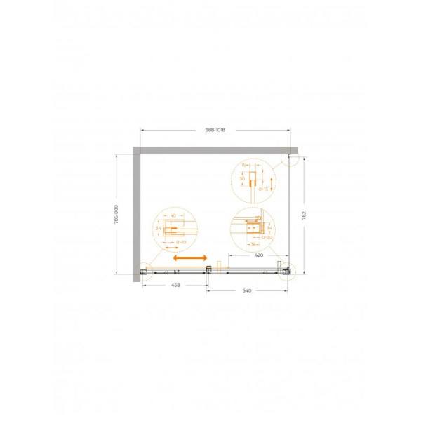 Душевой уголок Cezares Plane 100x80x195 стекло прозрачное, профиль золото брашированное (PLANE-AH-1-100/80-C-BORO)