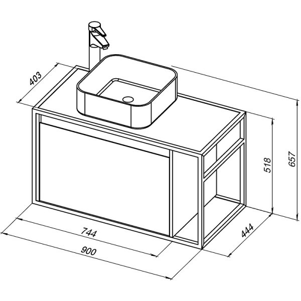 Тумба подвесная Aquanet Nova Lite Loft 90 L дуб рошелье (00261656)