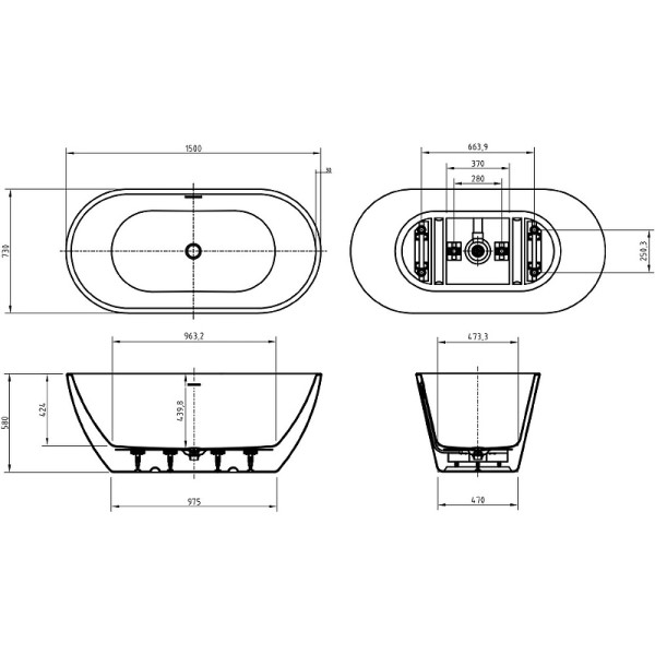 Ванна акриловая BelBagno Uno 150x73 белая (BB701-1500-730-K) Ванна акриловая BelBagno Uno 150x73 белая (BB701-1500-730-K)
