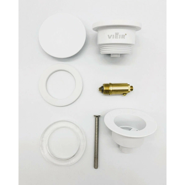 Донный клапан для раковины Vieir 1 1/4" (32 мм.), 67 мм. Quick Clac с переливом (латунь, белый) (VER26YF)